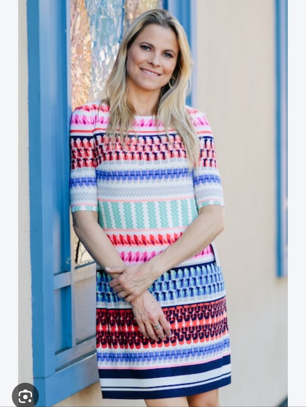 Eliza J Multicolor Striped Pattern Women’s Shift Dress